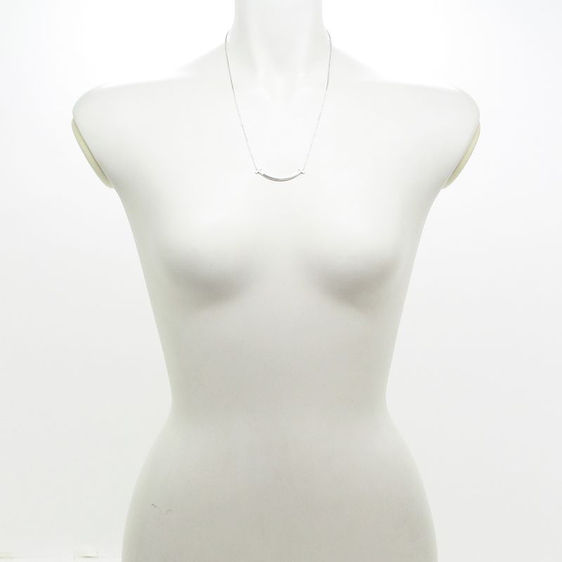 Tiffany & Co Necklace T-Smile Pendant (Medium) 18k White Gold X Diamonds 10p