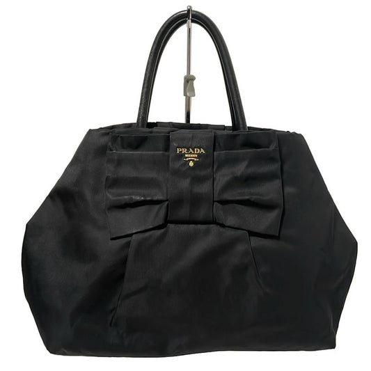Prada Tote Bag - Bn1601 Black Ribbon Leather