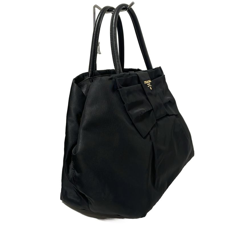 Prada Tote Bag - Bn1601 Black Ribbon Leather