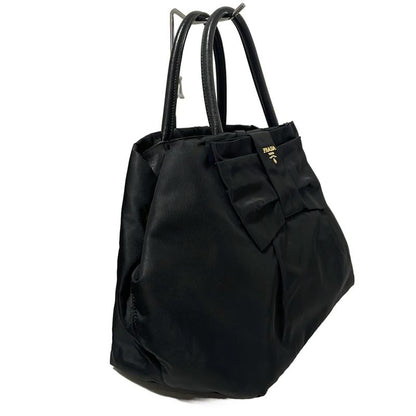Prada Tote Bag - Bn1601 Black Ribbon Leather