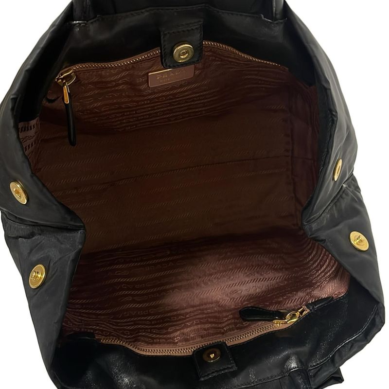 Prada Tote Bag - Bn1601 Black Ribbon Leather