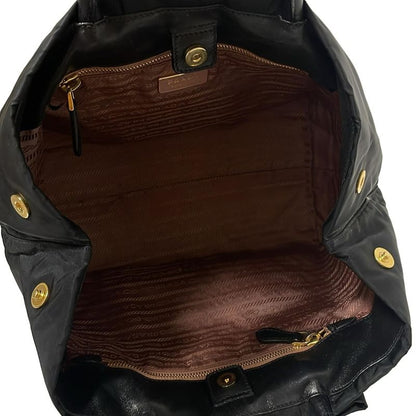 Prada Tote Bag - Bn1601 Black Ribbon Leather