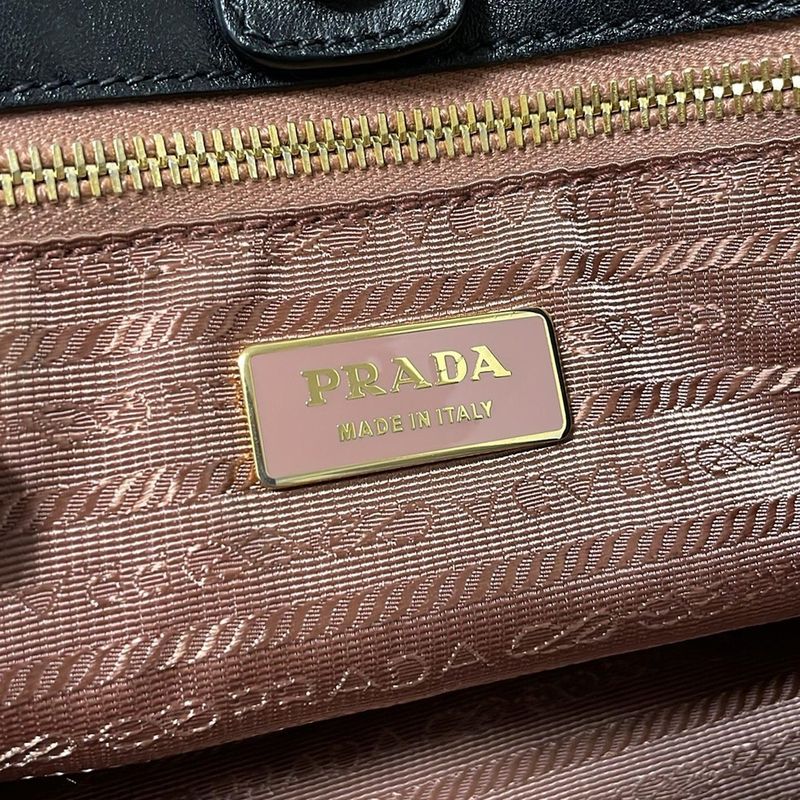 Prada Tote Bag - Bn1601 Black Ribbon Leather