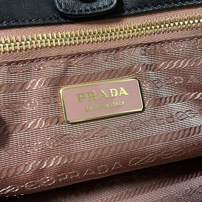 Prada Tote Bag - Bn1601 Black Ribbon Leather