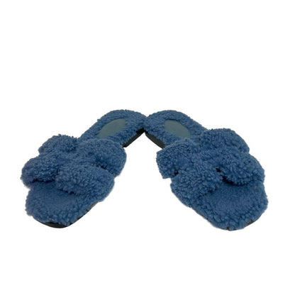 Hermes Sandals 35 Women's Oran Navy Mouton