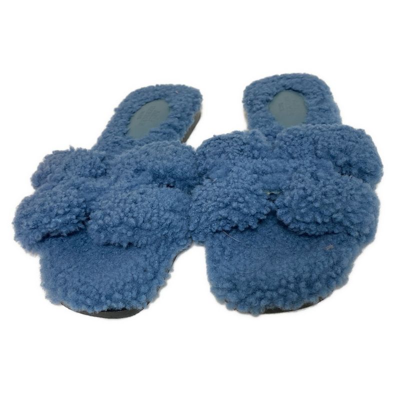 Hermes Sandals 35 Women's Oran Navy Mouton