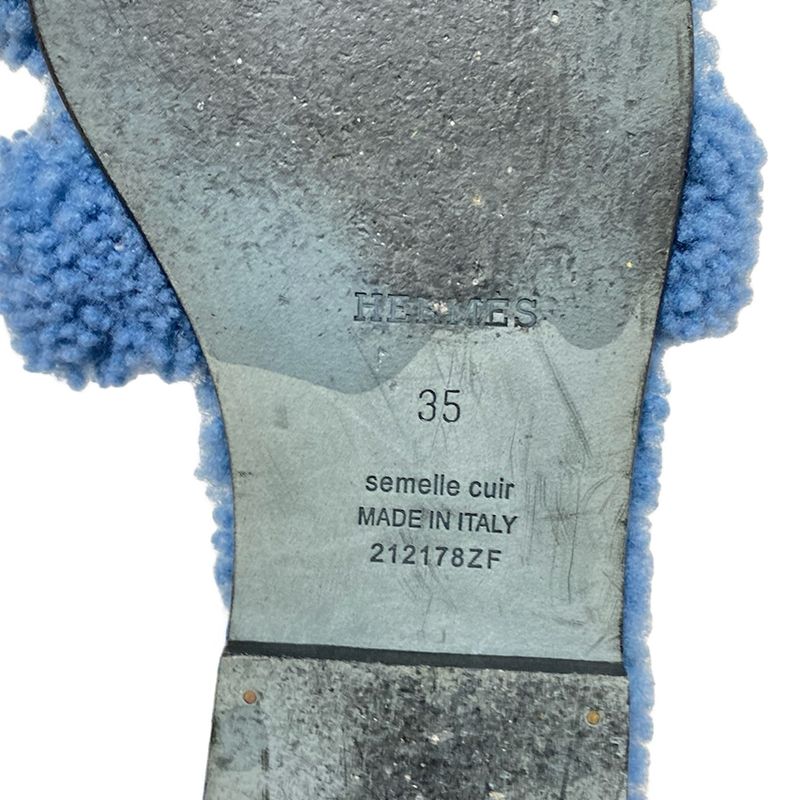 Hermes Sandals 35 Women's Oran Navy Mouton