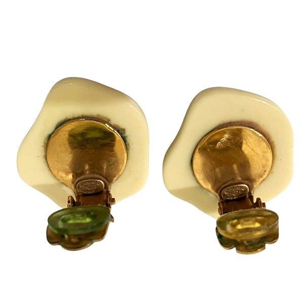 Chanel Camellia 05p White X Black Coco Mark Brand Accessories Earring Women's