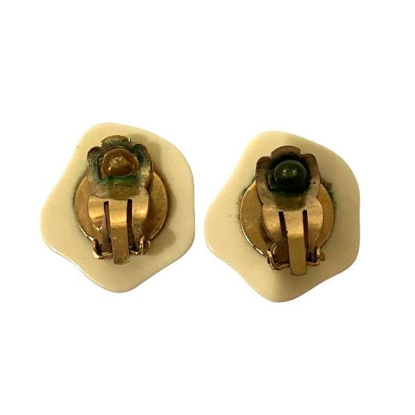 Chanel Camellia 05p White X Black Coco Mark Brand Accessories Earring Women's