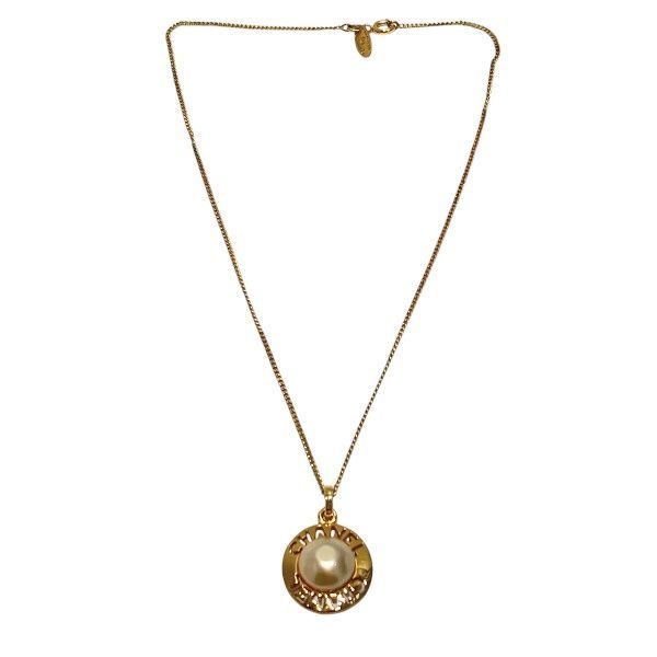 Chanel Logo Fake Pearl Brand Accessories Necklace Ladies