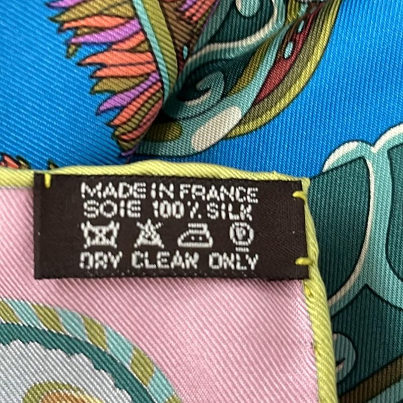 Hermes Carré 90 Like Scarf Blue×green×multi Sous le Gide Mars