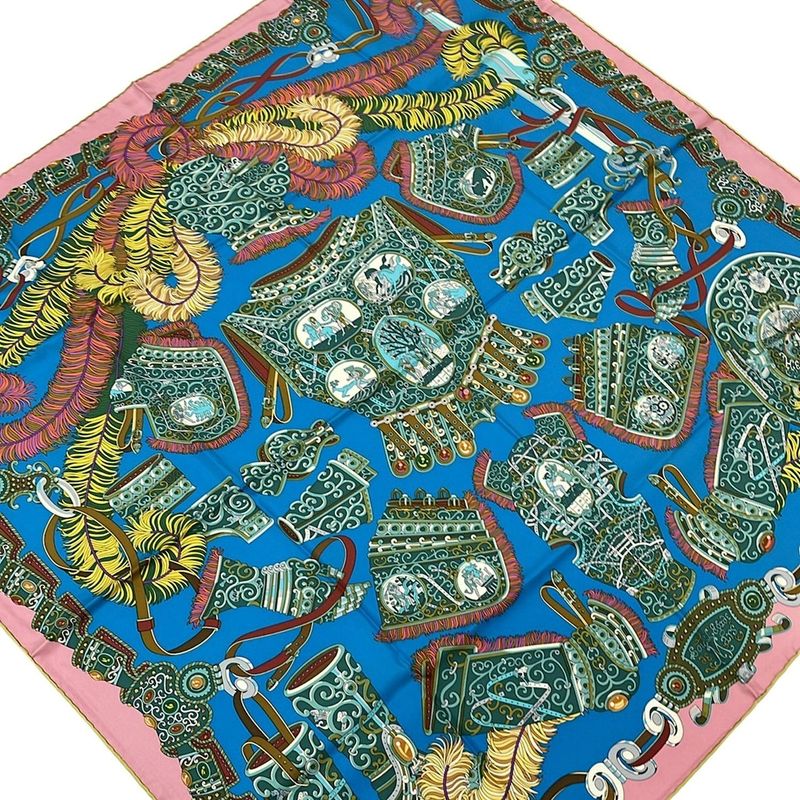 Hermes Carré 90 Like Scarf Blue×green×multi Sous le Gide Mars