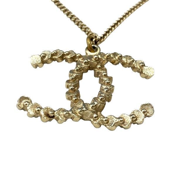 Chanel Gold A18b Coco Mark Rhinestone Brand Accessories Necklace Ladies