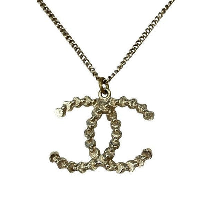 Chanel Gold A18b Coco Mark Rhinestone Brand Accessories Necklace Ladies
