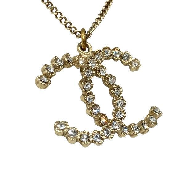 Chanel Gold A18b Coco Mark Rhinestone Brand Accessories Necklace Ladies