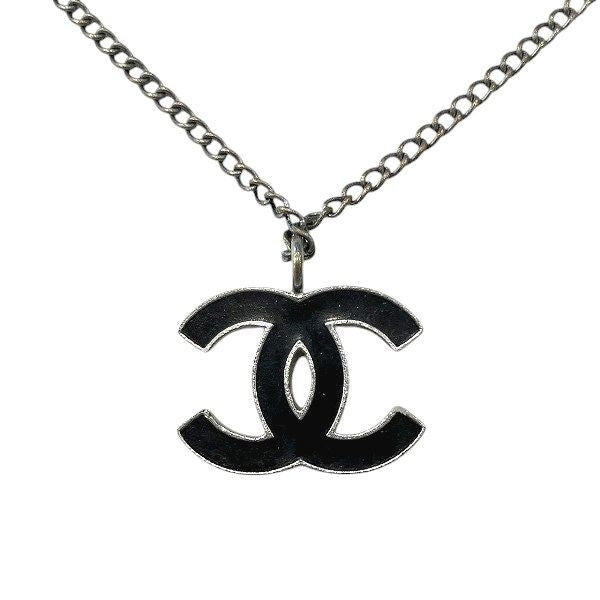 Chanel Black X Silver 05a Coco Mark Brand Accessories Necklace Ladies