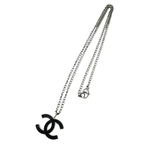 Chanel Black X Silver 05a Coco Mark Brand Accessories Necklace Ladies