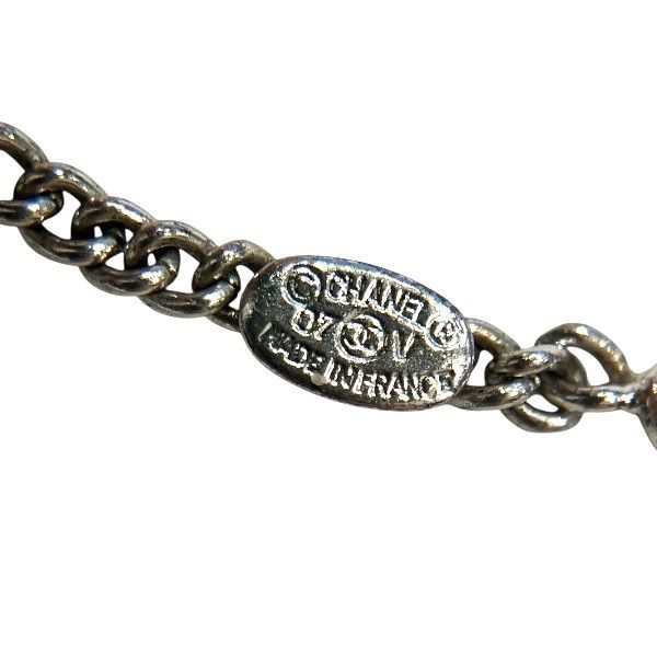 Chanel Silver 07v Coco Mark Rhinestone Brand Accessories Necklace Ladies
