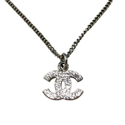Chanel Silver 07v Coco Mark Rhinestone Brand Accessories Necklace Ladies