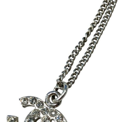 Chanel Silver 07v Coco Mark Rhinestone Brand Accessories Necklace Ladies
