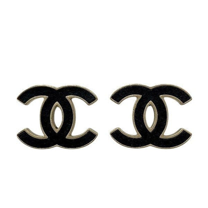 Chanel Black X Gold B13c Coco Mark Brand Accessories Earrings Ladies