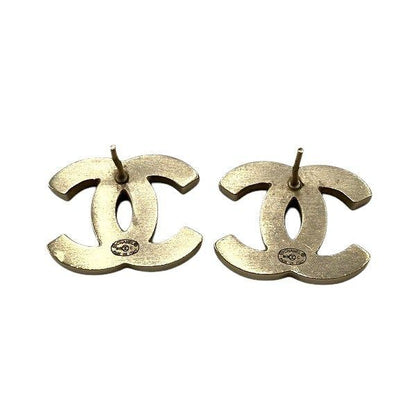 Chanel Black X Gold B13c Coco Mark Brand Accessories Earrings Ladies