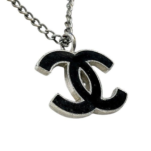 Chanel Black X Silver 05a Coco Mark Brand Accessories Necklace Ladies