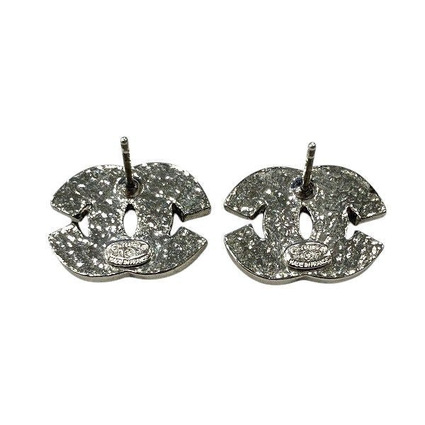Chanel Silver 01p Coco Mark Rhinestone Brand Accessories Earrings Ladies
