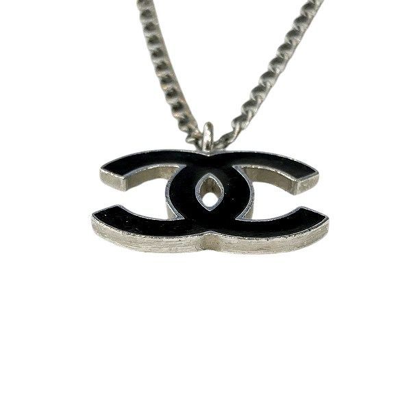Chanel Black X Silver 05a Coco Mark Brand Accessories Necklace Ladies
