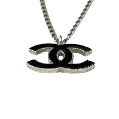 Chanel Black X Silver 05a Coco Mark Brand Accessories Necklace Ladies