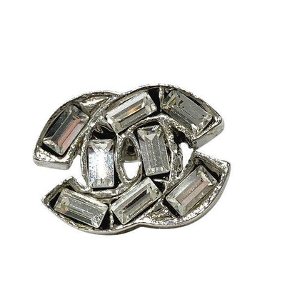 Chanel Silver 01p Coco Mark Rhinestone Brand Accessories Earrings Ladies