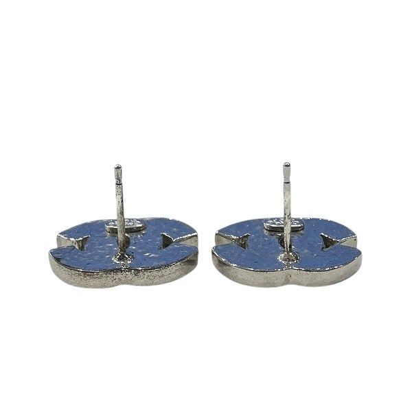 Chanel Silver 01p Coco Mark Rhinestone Brand Accessories Earrings Ladies