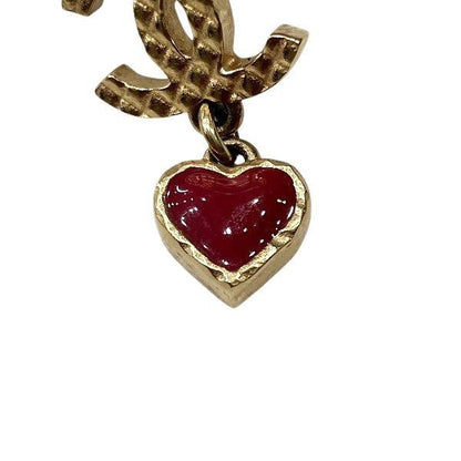 Chanel Matelasse Cocomark A17p Heart Triangle Gold Brand Accessories Earrings