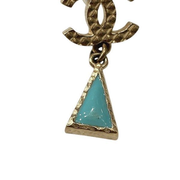 Chanel Matelasse Cocomark A17p Heart Triangle Gold Brand Accessories Earrings