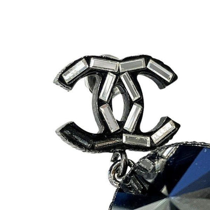 Chanel Black B10a Cocomark Stone Brand Accessories Earrings Ladies