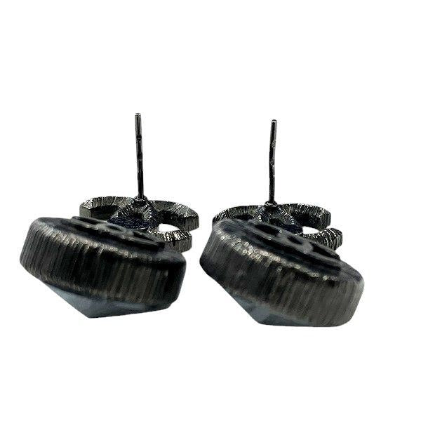 Chanel Black B10a Cocomark Stone Brand Accessories Earrings Ladies