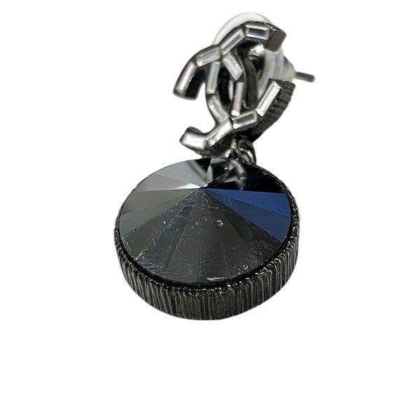 Chanel Black B10a Cocomark Stone Brand Accessories Earrings Ladies