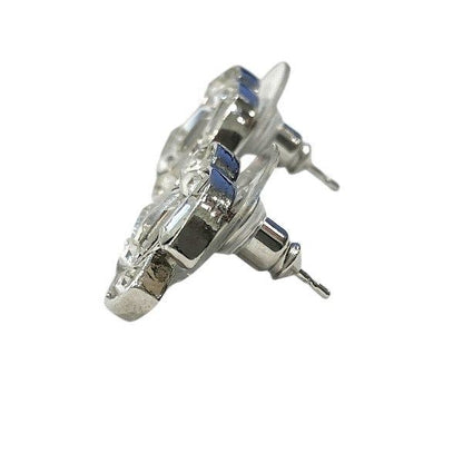 Chanel Silver 01p Coco Mark Rhinestone Brand Accessories Earrings Ladies