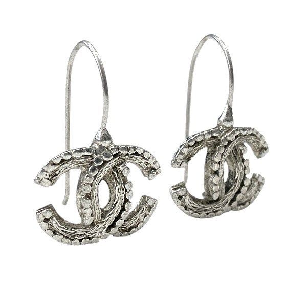 Chanel Silver 00a Coco Mark Brand Accessories Earrings Ladies
