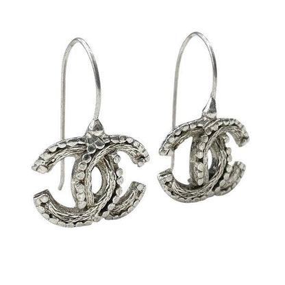 Chanel Silver 00a Coco Mark Brand Accessories Earrings Ladies