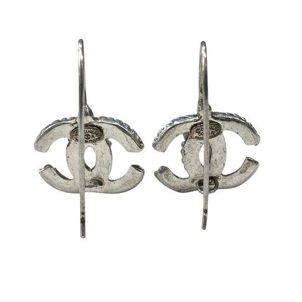 Chanel Silver 00a Coco Mark Brand Accessories Earrings Ladies