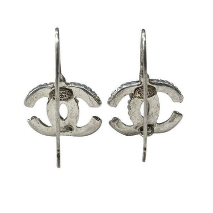 Chanel Silver 00a Coco Mark Brand Accessories Earrings Ladies