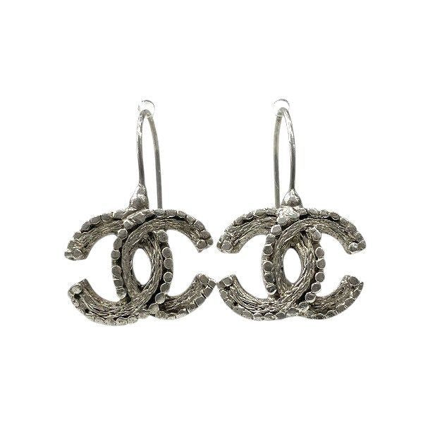 Chanel Silver 00a Coco Mark Brand Accessories Earrings Ladies