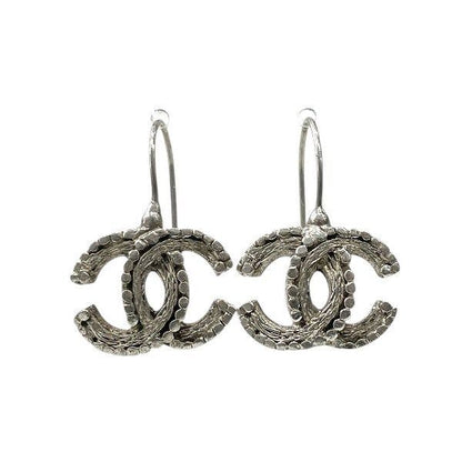 Chanel Silver 00a Coco Mark Brand Accessories Earrings Ladies