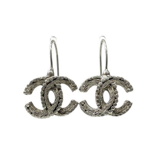 Chanel Silver 00a Coco Mark Brand Accessories Earrings Ladies