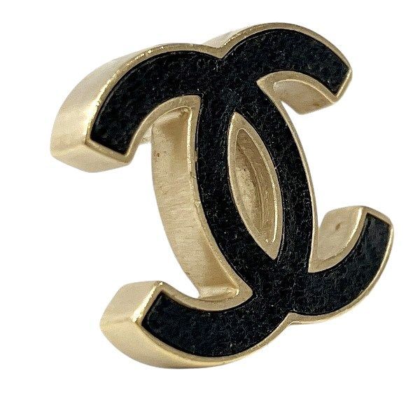 Chanel Black X Gold B13c Coco Mark Brand Accessories Earrings Ladies