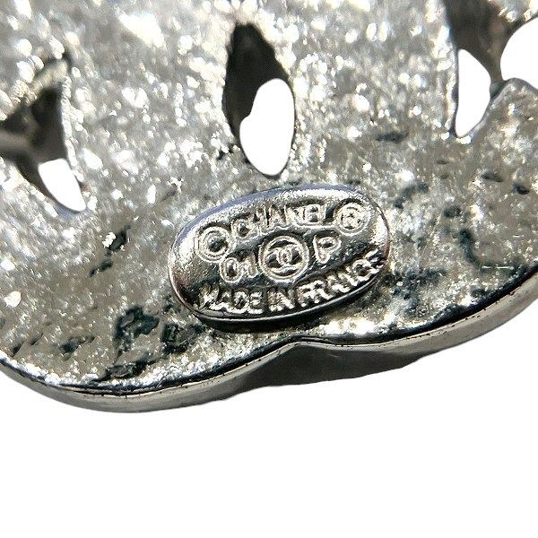 Chanel Silver 01p Coco Mark Rhinestone Brand Accessories Earrings Ladies