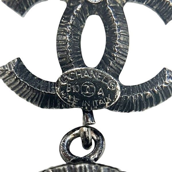 Chanel Black B10a Cocomark Stone Brand Accessories Earrings Ladies