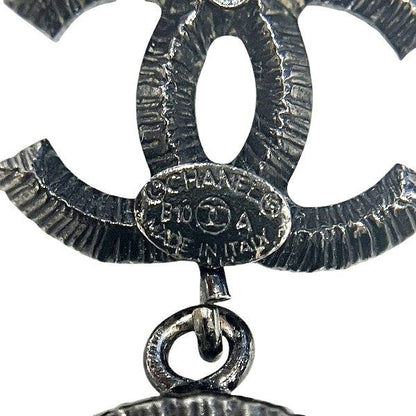 Chanel Black B10a Cocomark Stone Brand Accessories Earrings Ladies