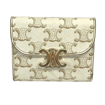 Celine Triomphe Small Flap Wallet White Trifold Wallet Women's
